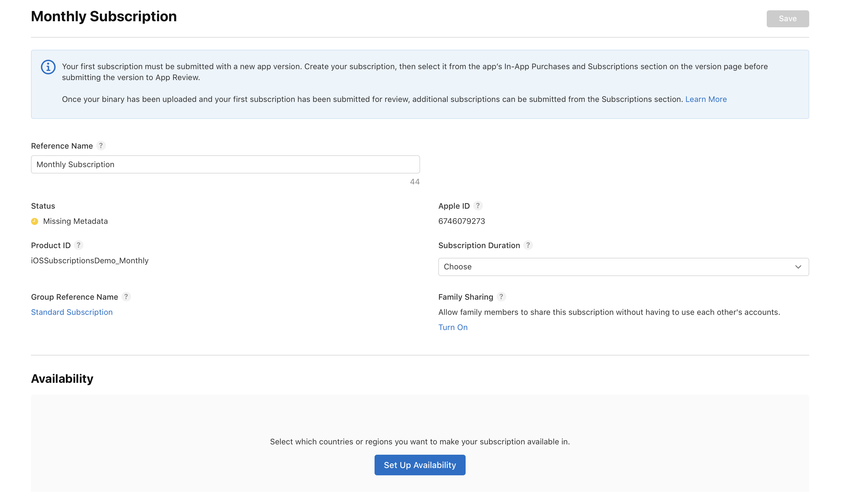 Subscription Metadata